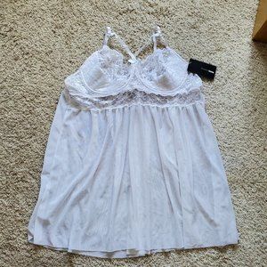Fashion Nova White Lace Underwire Baby Doll Style Teddy Size 3X NEW